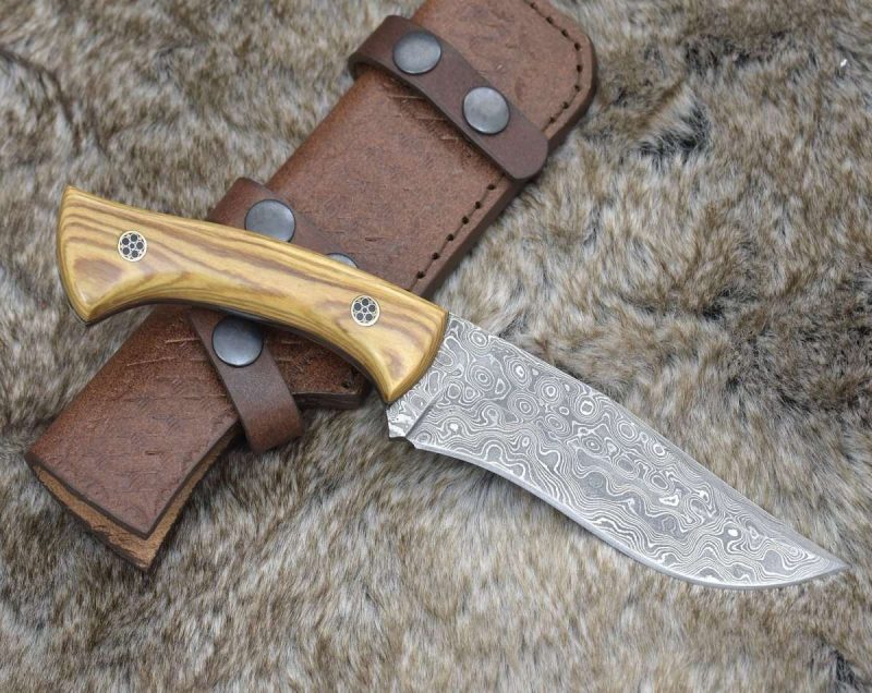 shokunin usa damascus knife chimera damascus steel engraved knife with exotic olive wood handle 41588768243925