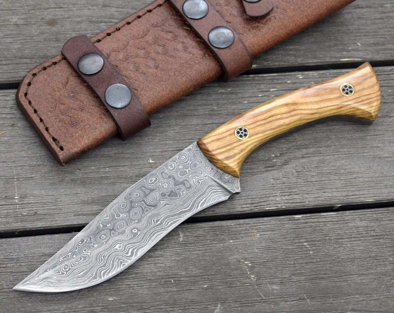 shokunin usa damascus knife chimera damascus steel engraved knife with exotic olive wood handle 41588769194197