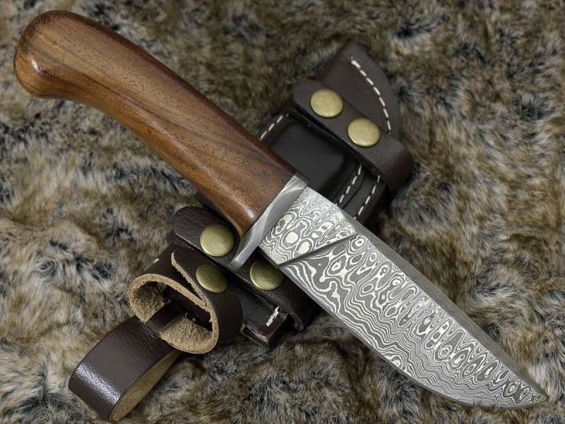 shokunin usa damascus knife clemence damascus engraved hunting knife with exotic rose wood handle sheath 41588765720789