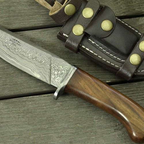 shokunin usa damascus knife clemence damascus engraved hunting knife with exotic rose wood handle sheath 41588768112853