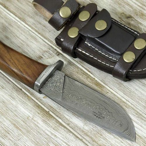 shokunin usa damascus knife clemence damascus engraved hunting knife with exotic rose wood handle sheath 41588770210005