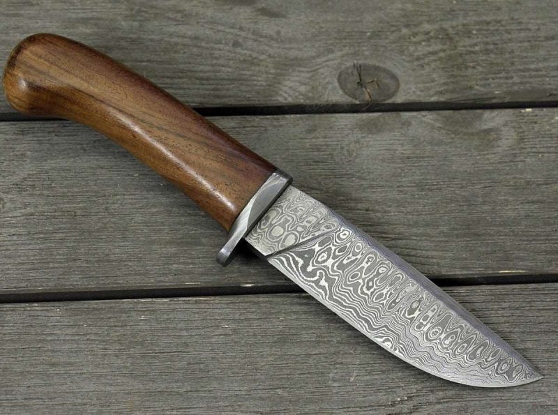 shokunin usa damascus knife clemence damascus engraved hunting knife with exotic rose wood handle sheath 41588770668757