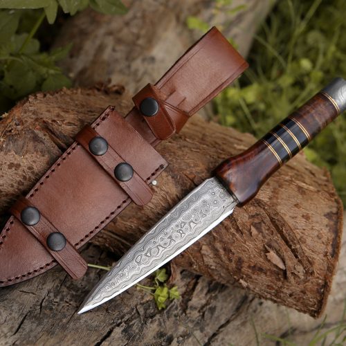 shokunin usa damascus knife cloud damascus fixed blade knife with sheath 41588761067733