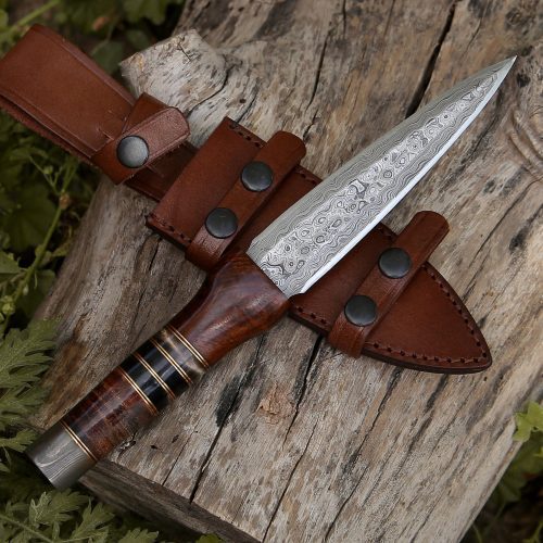 shokunin usa damascus knife cloud damascus fixed blade knife with sheath 41588761559253