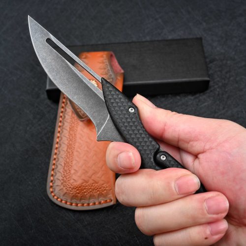 shokunin usa damascus knife crux d2 high carbon stainless steel pocket knife with micarta handle 41588763689173