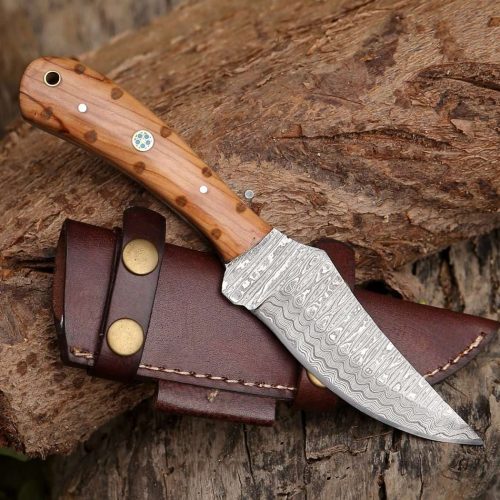 shokunin usa damascus knife cutlass damascus knife with exotic olive wood handle 41588761886933