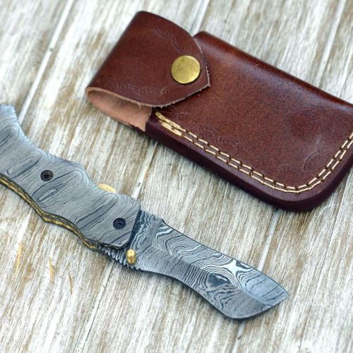 shokunin usa damascus knife damascene gentleman s cool damascus pocket knife with damascus handle sheath 41588767621333