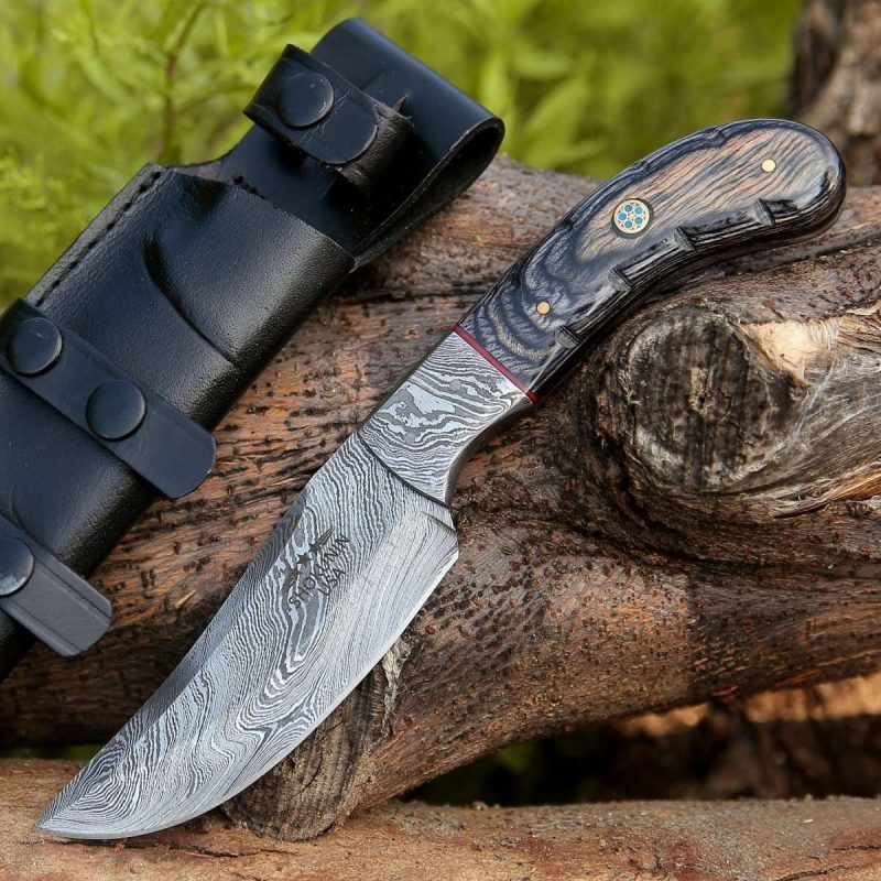 shokunin usa damascus knife draco hunting knife with pakkawood handle 41588763066581