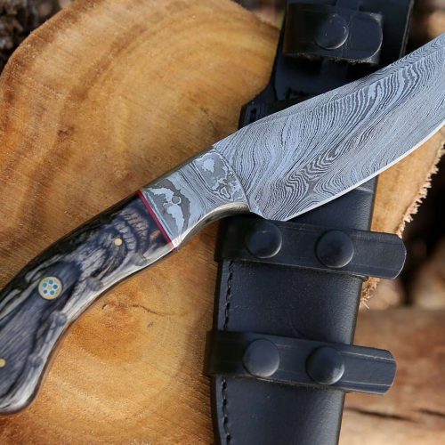 shokunin usa damascus knife draco hunting knife with pakkawood handle 41588763984085