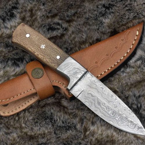 shokunin usa damascus knife dragon hunting knife with exotic leopard wood handle 41588765917397