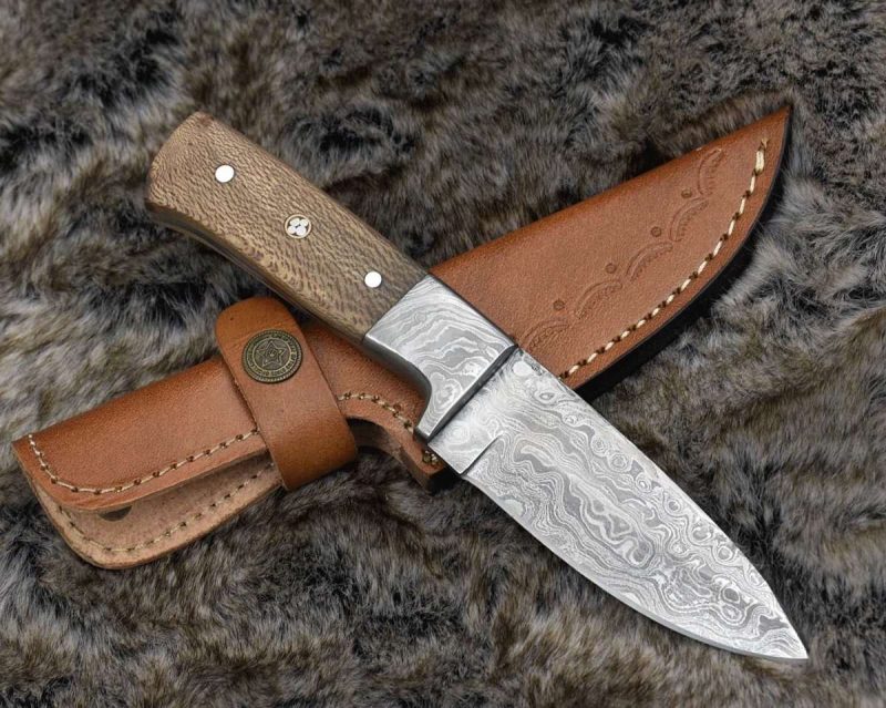 shokunin usa damascus knife dragon hunting knife with exotic leopard wood handle 41588765917397