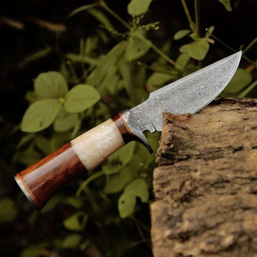 shokunin usa damascus knife elite damascus hunting knife with mother of pearl rose wood handle 41588785283285