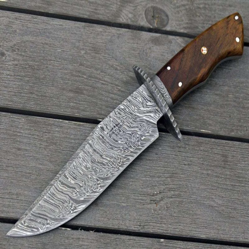 shokunin usa damascus knife excelsior game knife with exotic rosewood handle sheath 41588787413205