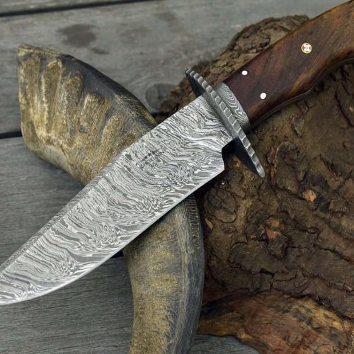 shokunin usa damascus knife excelsior game knife with exotic rosewood handle sheath 41588787740885