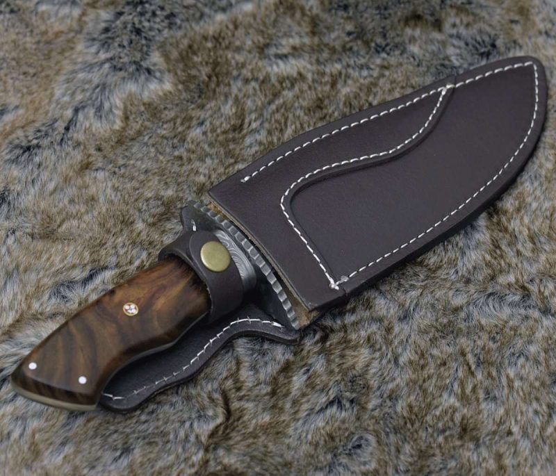 shokunin usa damascus knife excelsior game knife with exotic rosewood handle sheath 41588795113685