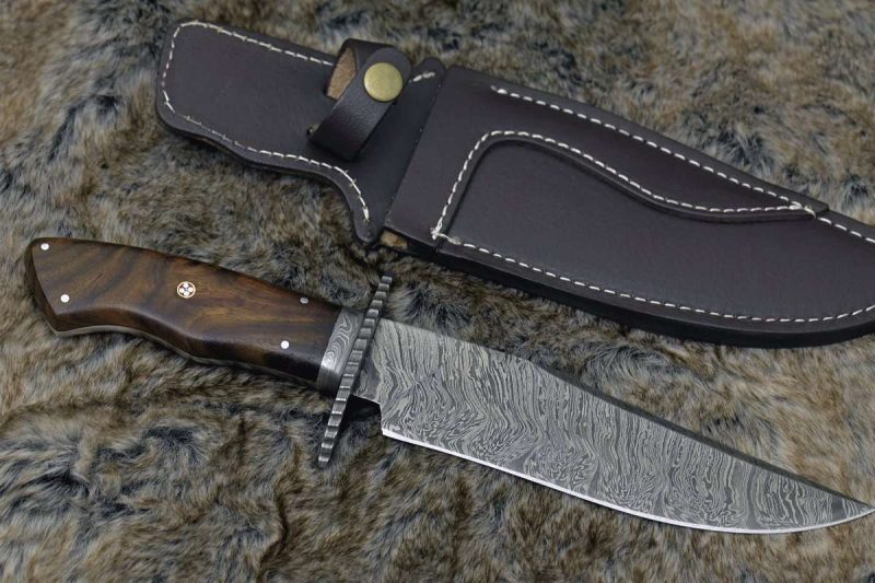 shokunin usa damascus knife excelsior game knife with exotic rosewood handle sheath 41588795834581