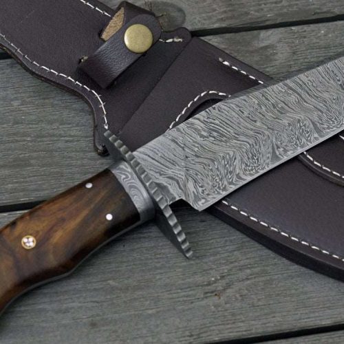 shokunin usa damascus knife excelsior game knife with exotic rosewood handle sheath 41588799963349