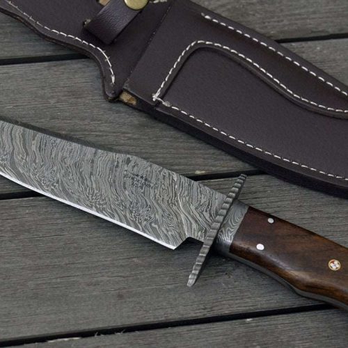 shokunin usa damascus knife excelsior game knife with exotic rosewood handle sheath 41588800094421