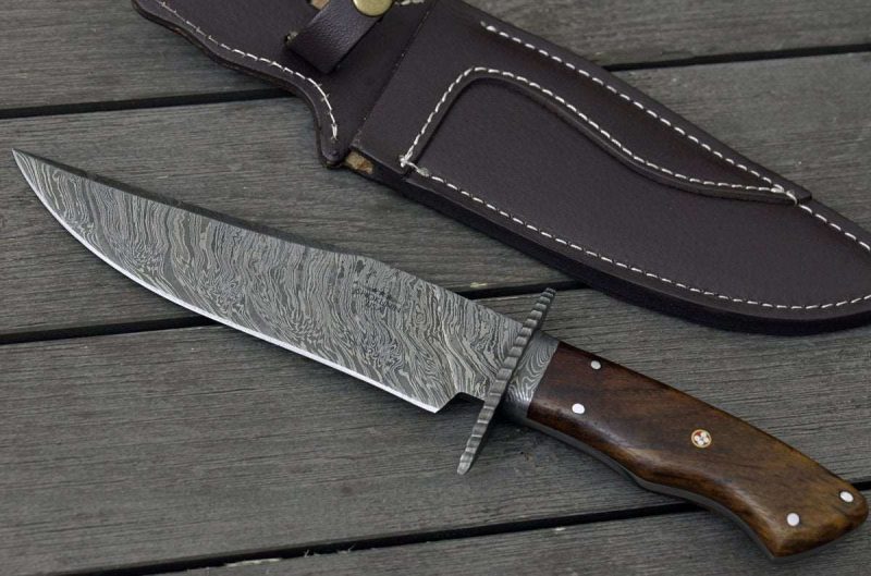 shokunin usa damascus knife excelsior game knife with exotic rosewood handle sheath 41588800094421