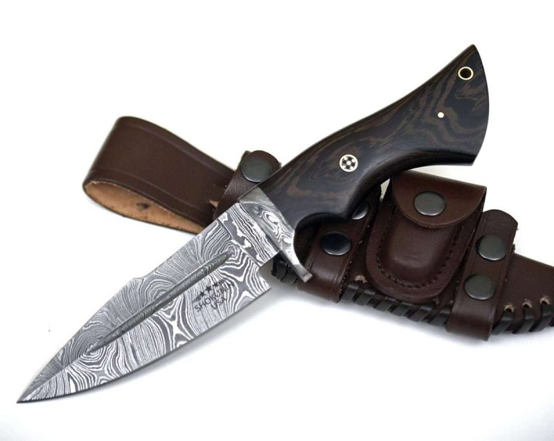 shokunin usa damascus knife garotte damascus hunting knife with exotic wenge wood handle 41588780564693