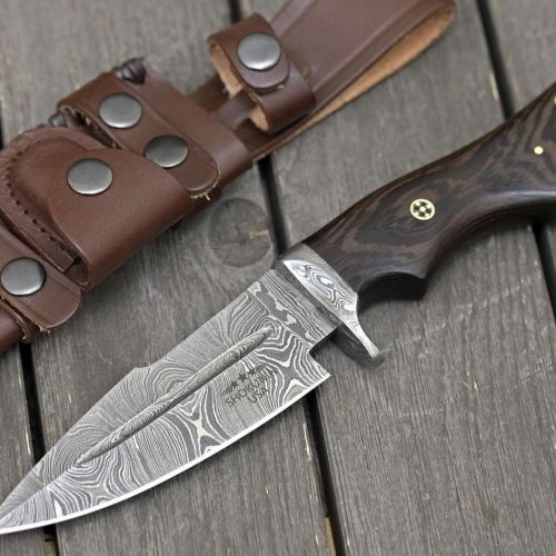 shokunin usa damascus knife garotte damascus hunting knife with exotic wenge wood handle 41588786233557