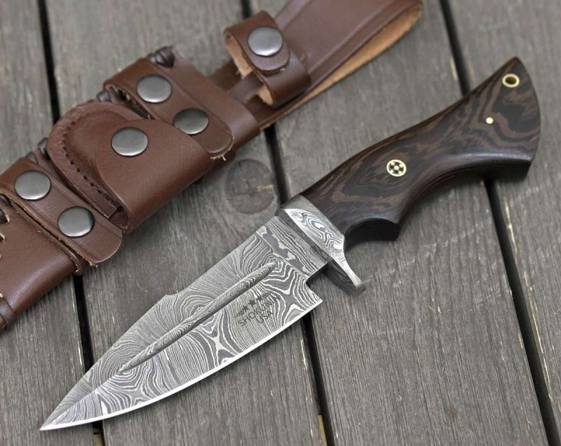 shokunin usa damascus knife garotte damascus hunting knife with exotic wenge wood handle 41588786233557