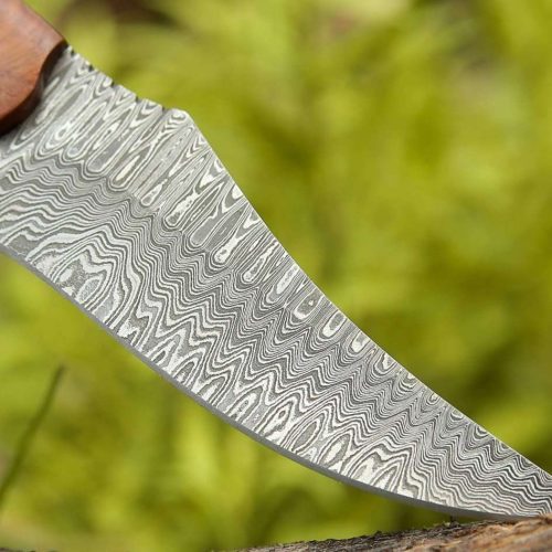 shokunin usa damascus knife halcyon field dressing knife with rosewood olivewood handle 41588785774805