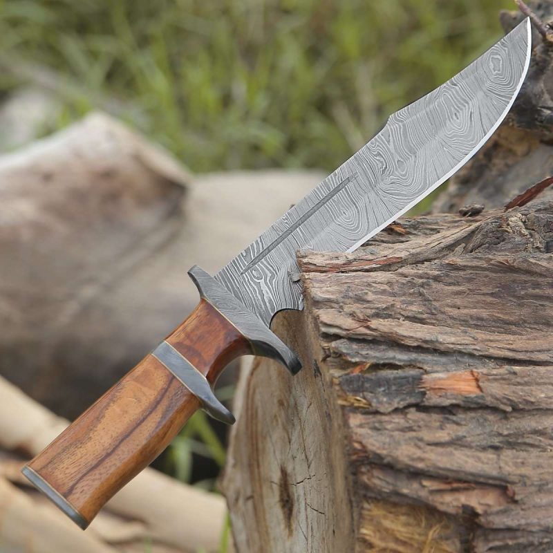 shokunin usa damascus knife innovator damascus bowie knife with rosewood handle 41588797767893