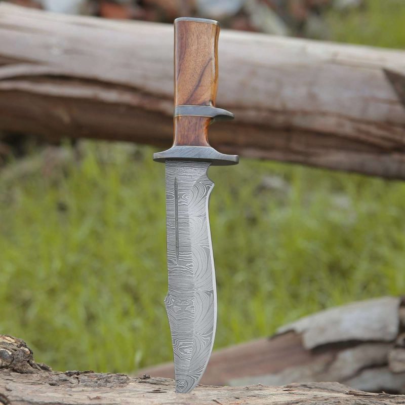 shokunin usa damascus knife innovator damascus bowie knife with rosewood handle 41588800356565