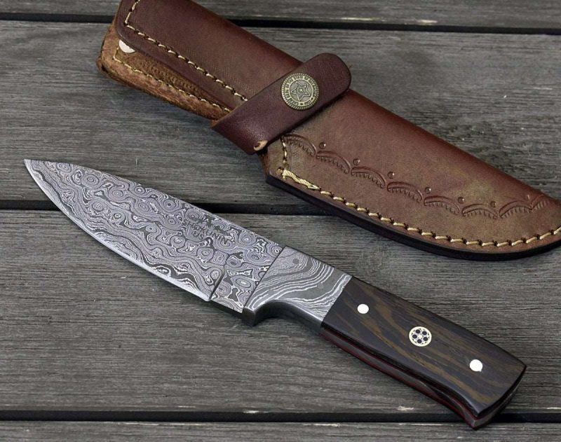 shokunin usa damascus knife karma damascus skinning knife with exotic wenge wood handle 41588795900117