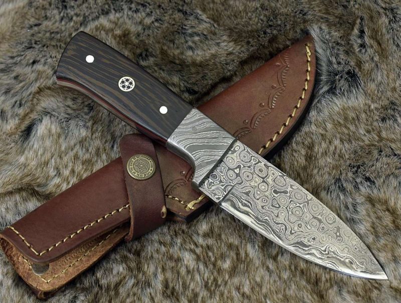 shokunin usa damascus knife karma damascus skinning knife with exotic wenge wood handle 41588797341909