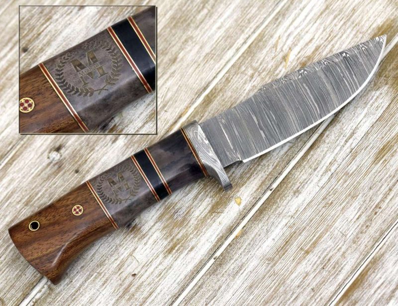 shokunin usa damascus knife karma damascus skinning knife with exotic wenge wood handle 41588800782549