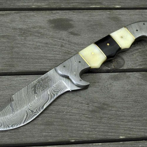 shokunin usa damascus knife kopesh damascus steel engraved hunting knife with bone horn handle 41588785250517