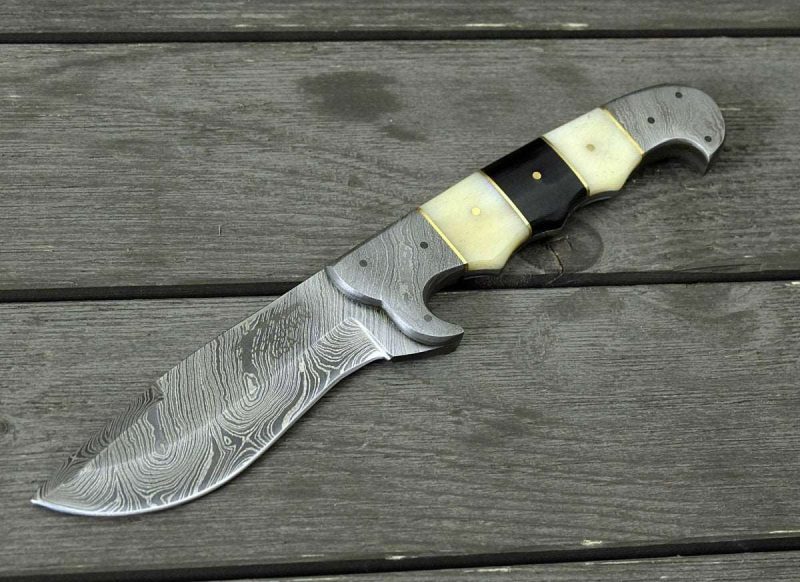 shokunin usa damascus knife kopesh damascus steel engraved hunting knife with bone horn handle 41588785250517