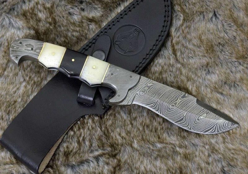 shokunin usa damascus knife kopesh damascus steel engraved hunting knife with bone horn handle 41588785971413