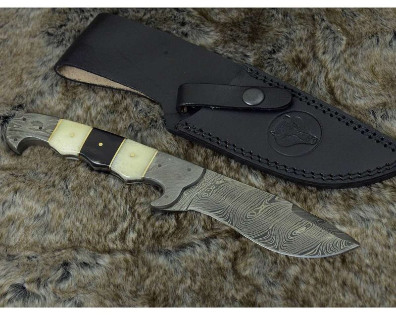 shokunin usa damascus knife kopesh damascus steel engraved hunting knife with bone horn handle 41588786430165