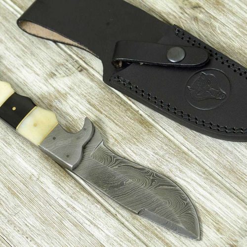 shokunin usa damascus knife kopesh damascus steel engraved hunting knife with bone horn handle 41588793573589