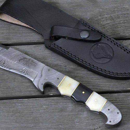 shokunin usa damascus knife kopesh damascus steel engraved hunting knife with bone horn handle 41588798357717