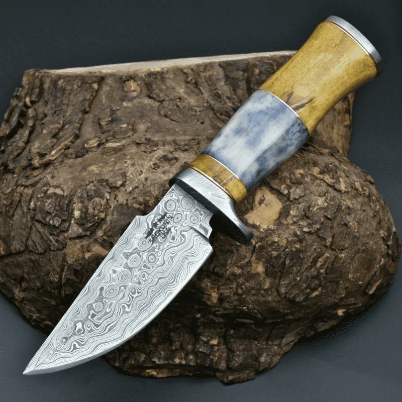 shokunin usa damascus knife legion damascus hunting knife with exotic yellow heart bone handle 41588785479893