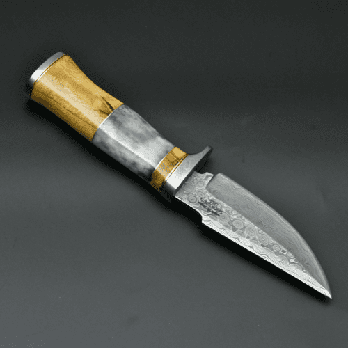 shokunin usa damascus knife legion damascus hunting knife with exotic yellow heart bone handle 41588787347669