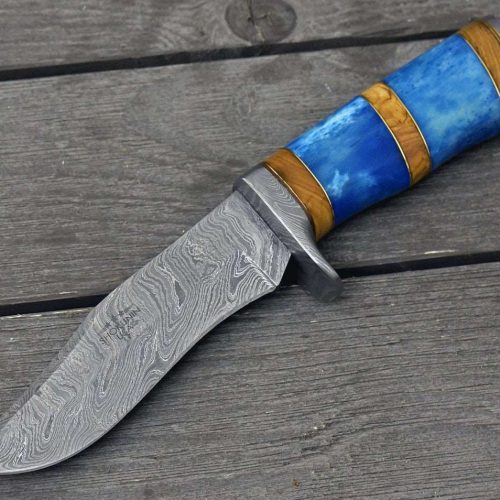 shokunin usa damascus knife lightbane damascus big game hunting knife with bone olive wood handle sheath 41588786594005