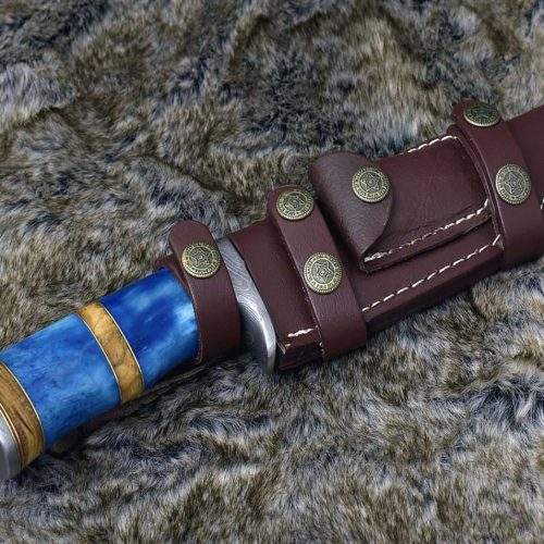 shokunin usa damascus knife lightbane damascus big game hunting knife with bone olive wood handle sheath 41588787773653