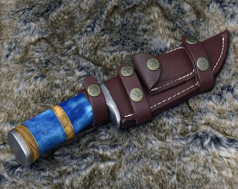 shokunin usa damascus knife lightbane damascus big game hunting knife with bone olive wood handle sheath 41588787773653