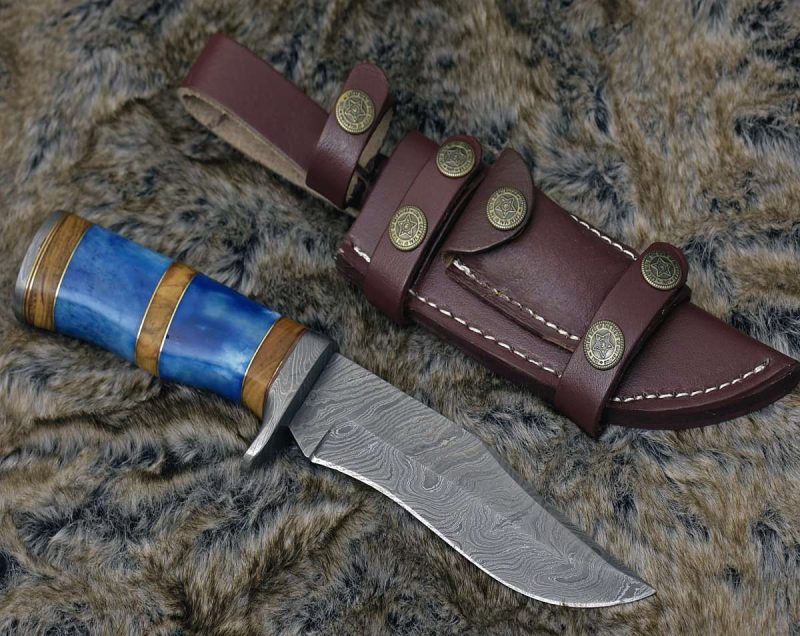 shokunin usa damascus knife lightbane damascus big game hunting knife with bone olive wood handle sheath 41588795211989