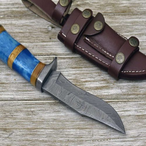 shokunin usa damascus knife lightbane damascus big game hunting knife with bone olive wood handle sheath 41588796424405