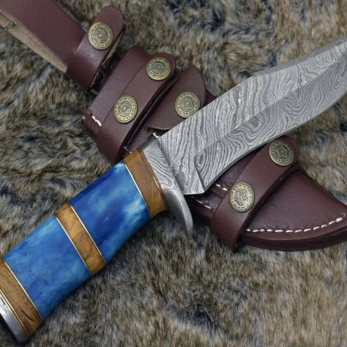 shokunin usa damascus knife lightbane damascus big game hunting knife with bone olive wood handle sheath 41588796981461