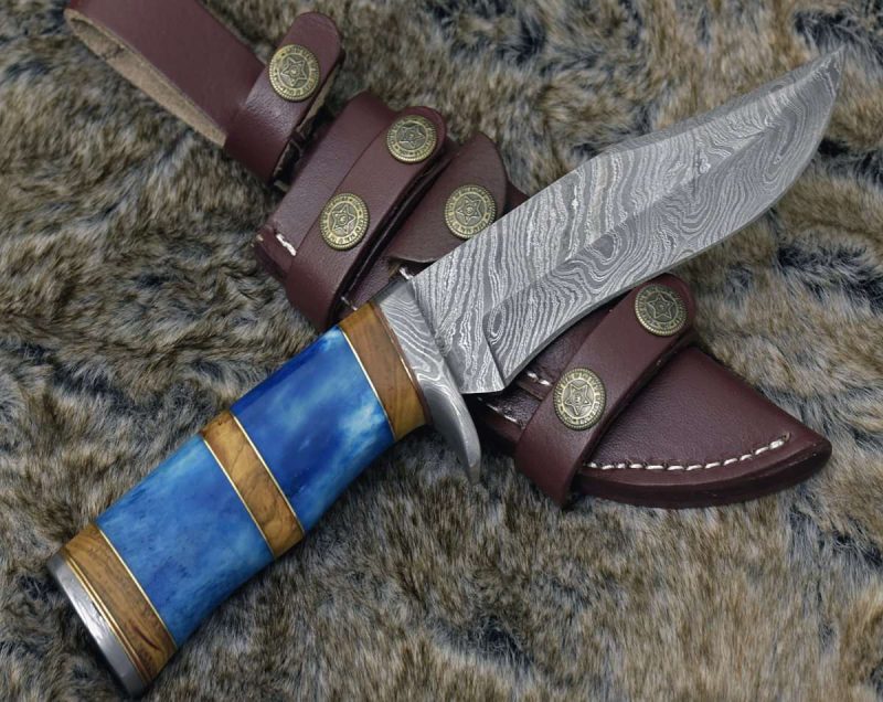 shokunin usa damascus knife lightbane damascus big game hunting knife with bone olive wood handle sheath 41588796981461