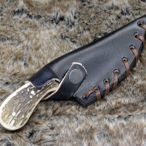 shokunin usa damascus knife shadowstalker damascus skinning knife damascus knife stagorn handle with leather sheath 41588794097877