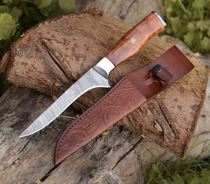 shokunin usa fillet knife concord damascus fillet knife with exotic olive wood handle 41588763001045