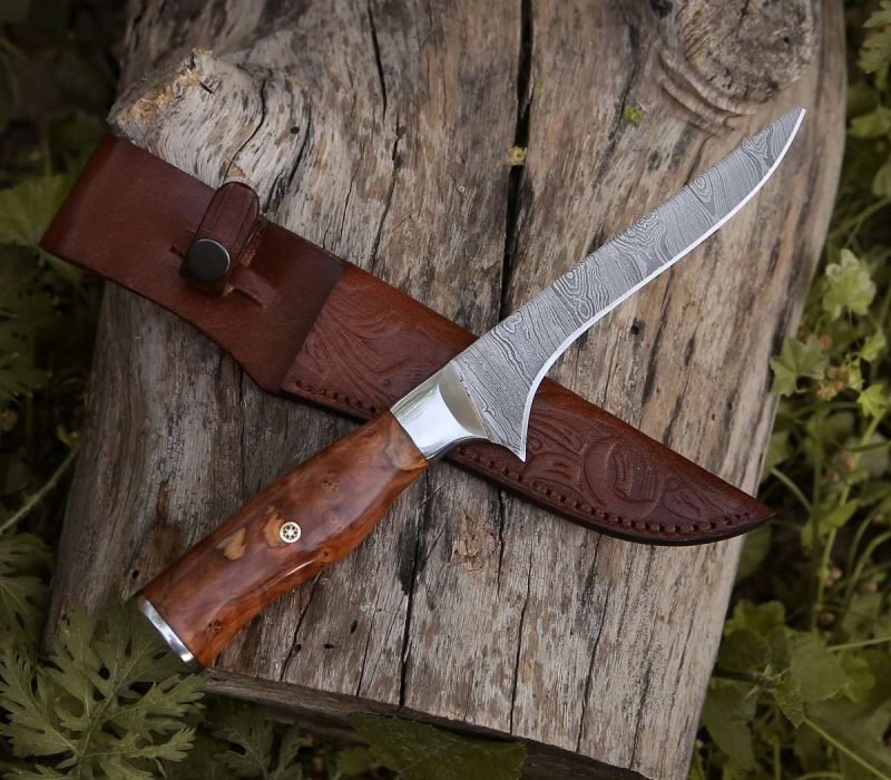 shokunin usa fillet knife concord damascus fillet knife with exotic olive wood handle 41588766834901